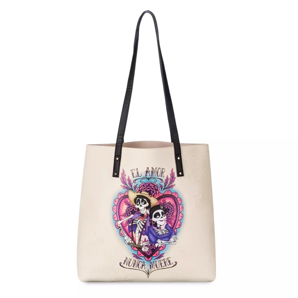 NWT Disney Parks Pixar Coco “El Amor Nunca Muere” Simulated Leather Tote